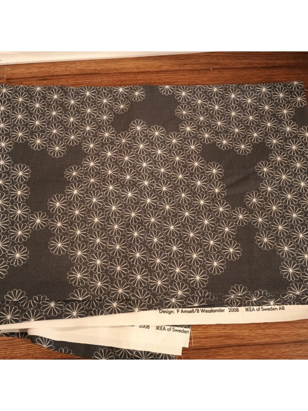Ikea Of Sweden Fabric 2008 Gray Floral Geometric P Amsell/B Wesslander 2 Yds